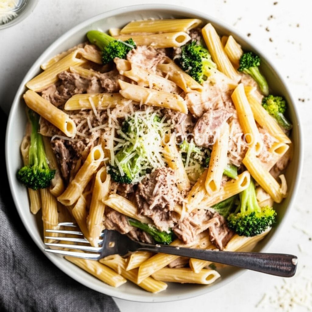 Tuna Alfredo with Penne Pasta